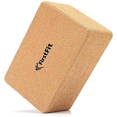 FirstFit Yoga Block | Non-Slip and Supra Grip Natural Cork Yoga Brick | Regular & Handstand Blocks | Wrist Support Wedge | Calf Stretch Wedge | Exercise Accessories for Women & Men