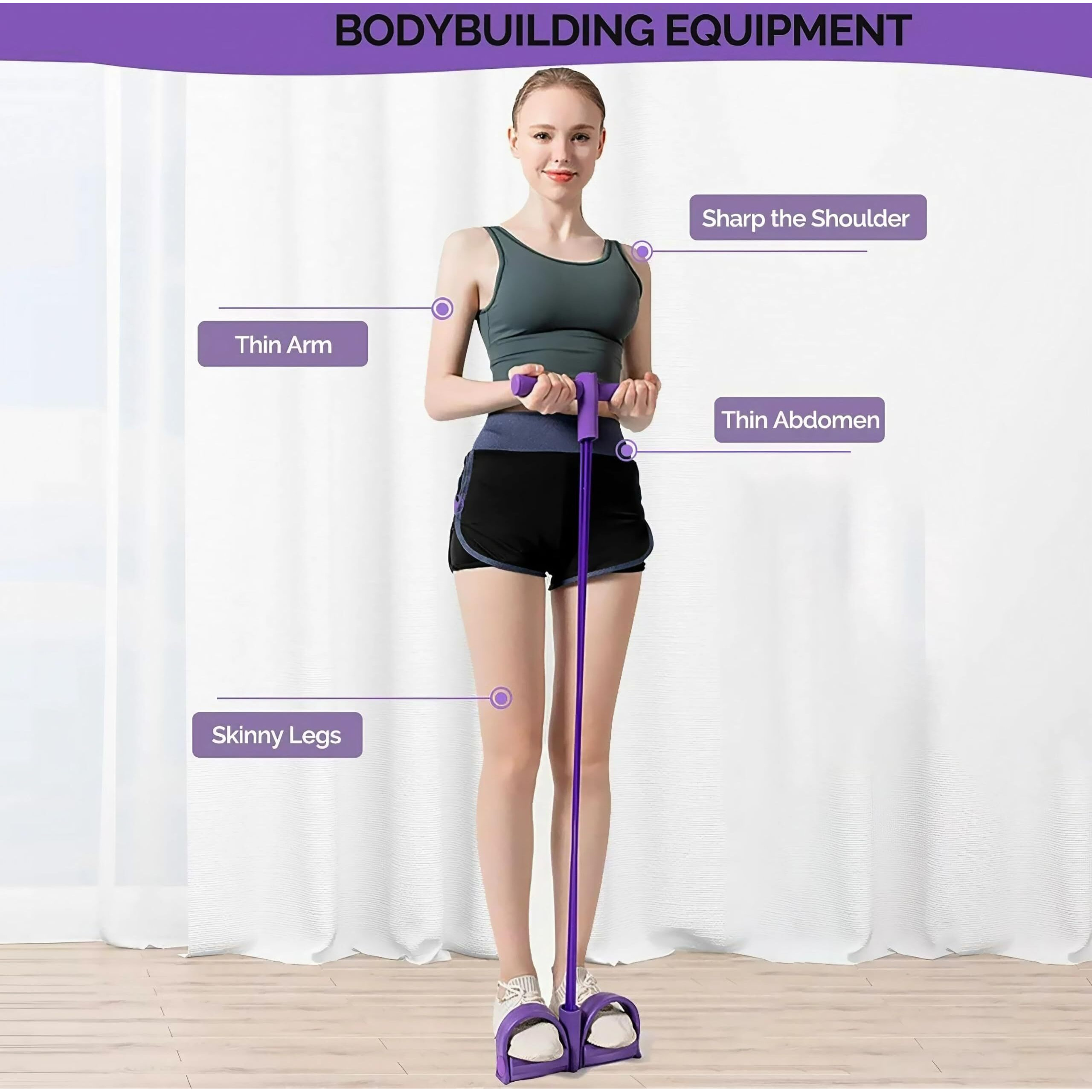 Wearslim Professional Pull Reducer, Rubber Pull Rope Exerciser Body Trimmer Band, 4 in 1 Pull Rope Expander - Sky Blue