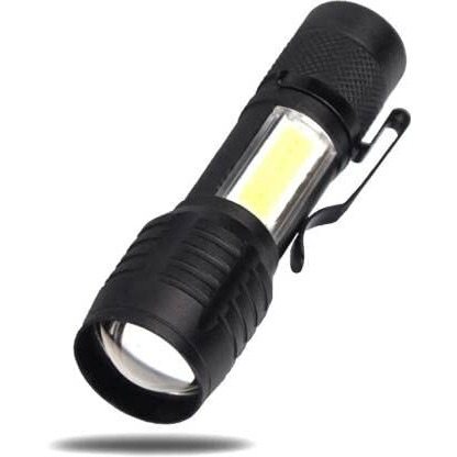 Care 4 Zoomable USB Rechargeable led Pocket Flashlight with Clip Torch (Black  Rechargeable)