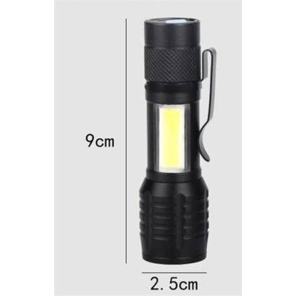 Care 4 Zoomable USB Rechargeable led Pocket Flashlight with Clip Torch (Black  Rechargeable)