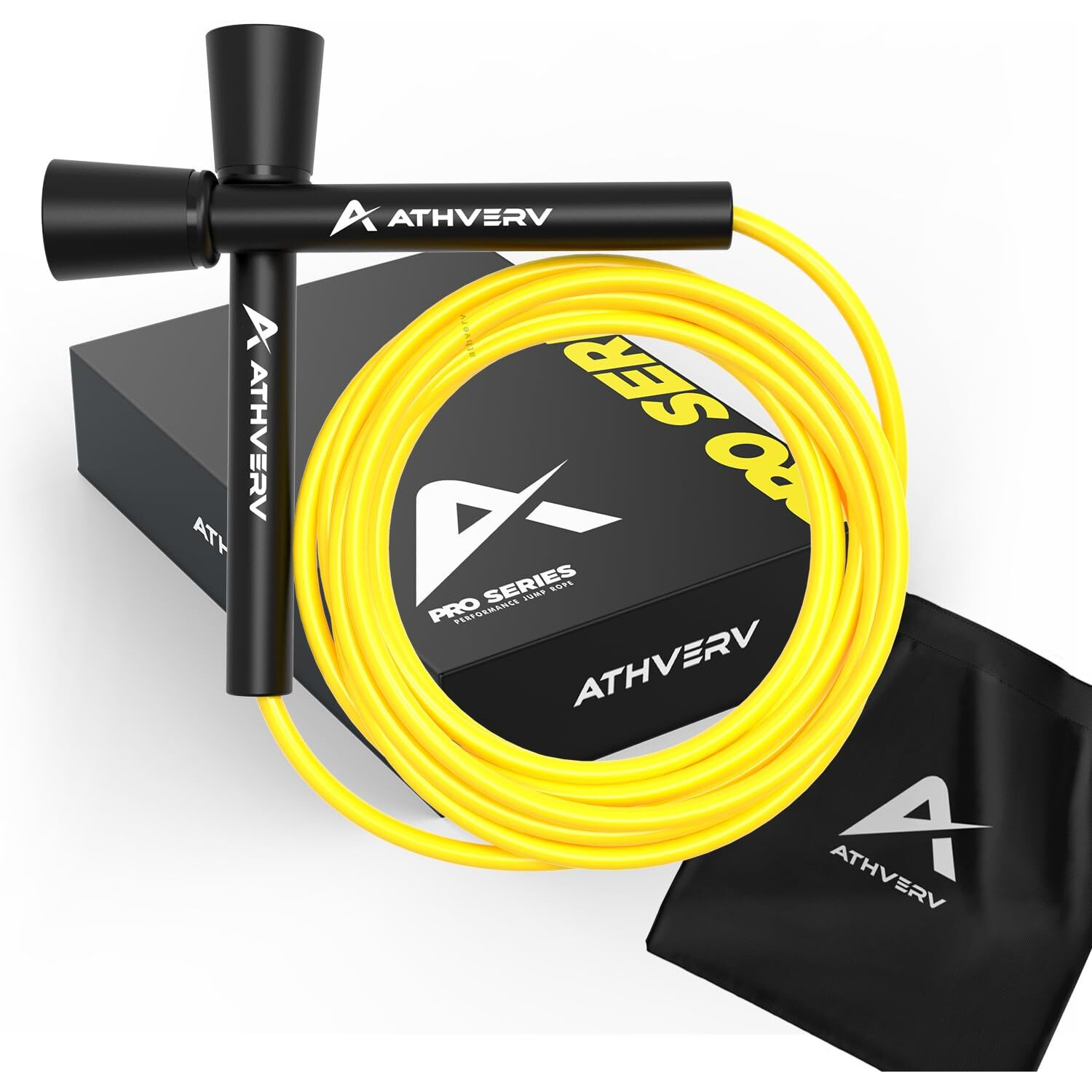 Athverv Adjustable Skipping Rope for Men, Women & Kids  Speed Jump Rope for Exercise Workout & Weight Loss (Sunshine)