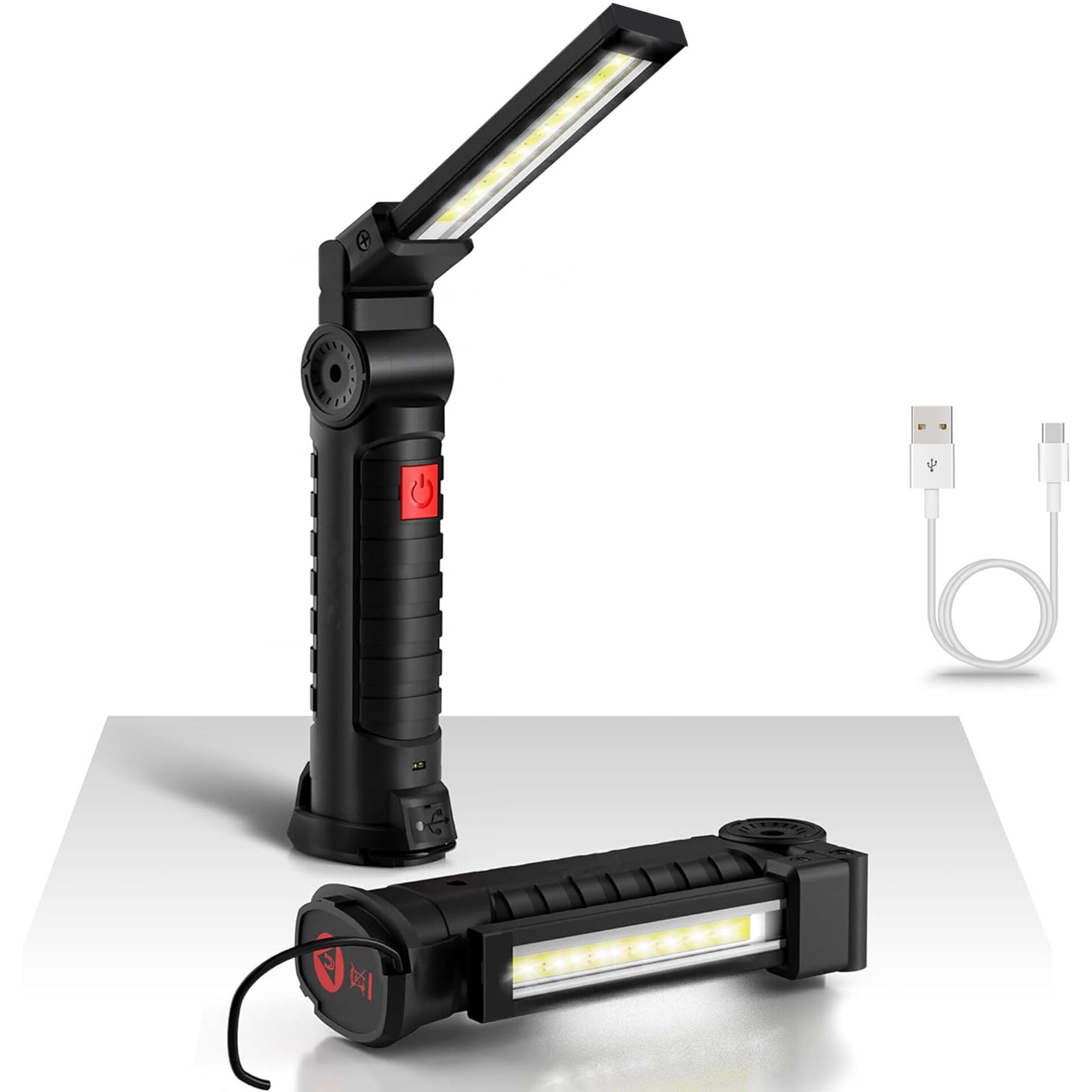 Bonzella Portable Rechargeable Torch LED Flashlight with 4 Lighting Modes, Magnetic Base, Hanging Hook & 360Degree Ambient Light, Emergency Light with for Car Home, Emergency, Camping, Garage
