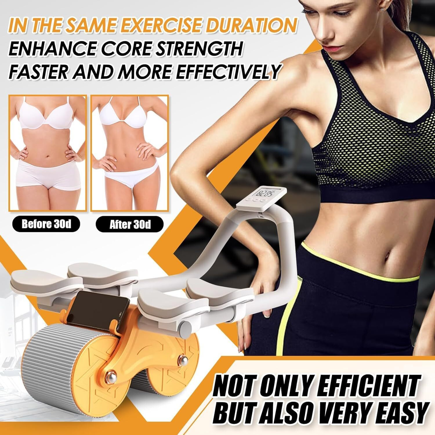 VETMOC Ab Roller Set with Handle and Silent Knee Pad Mat for Exercise Gym, Premium Abdominal Ab Roller with Phone Holder for Core workout, fitness & Exercise, Home Workout Equipment for Men Women