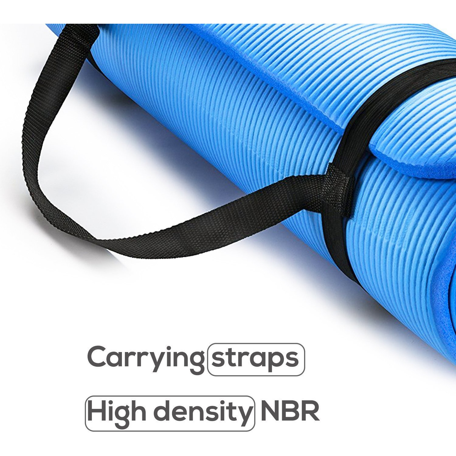 Kobo AC-59-BLUE 8mm NBR Athletica Yoga Multi-use Thick Exercise Mat - Non-Slip and Anti-Tear (Blue)