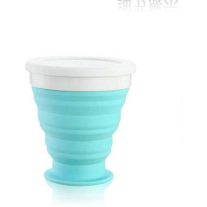 P-PLUS INTERNATIONAL Collapsible Cup, Rocontrip Silicone Travel Mug Leak Proof Coffee Folded Cup Gift Mug 200 mL100% Food Grade BPA Free for Outdoor Camping Hiking (Blue)