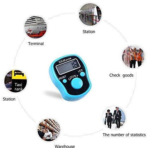 SADVIDHYA Plastic Adjustable Finger Ring Hand Electronic Digital Tally Counter (Small, Multicolour)