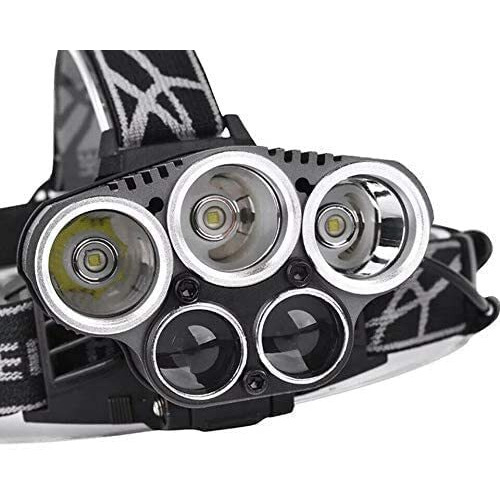 LED Headlamp,USB Rechargeable Head Torch Headlight Weatherproof LED Flash Light with Battery for Farmers, Fishing, Camping, Hiking, Cycling, Running (5 New LED Headlamp)