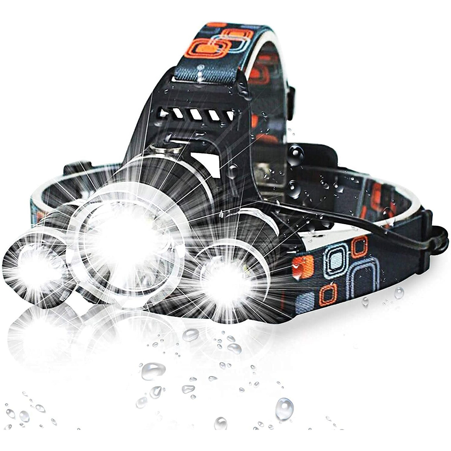 LED Headlamp,USB Rechargeable Head Torch Headlight Weatherproof LED Flash Light with Battery for Farmers, Fishing, Camping, Hiking, Cycling, Running (3 LED Headlamp)