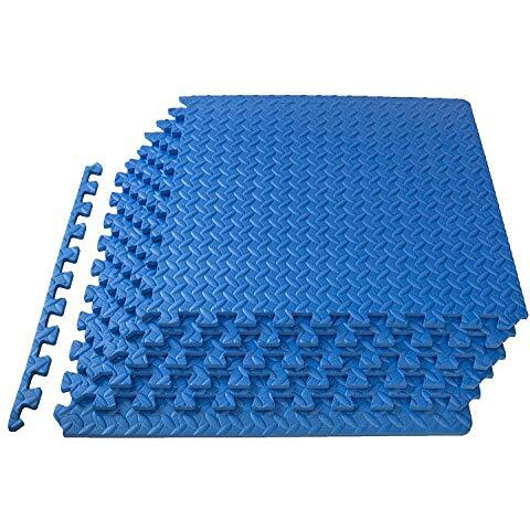 Kobo AC-62-BLUE Interlocking Tiles, Protective Flooring for Gym Equipment and Cushion for Workouts (Blue)