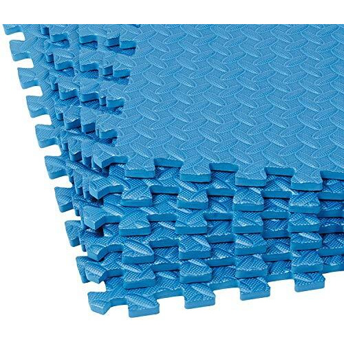 Kobo AC-62-BLUE Interlocking Tiles, Protective Flooring for Gym Equipment and Cushion for Workouts (Blue)