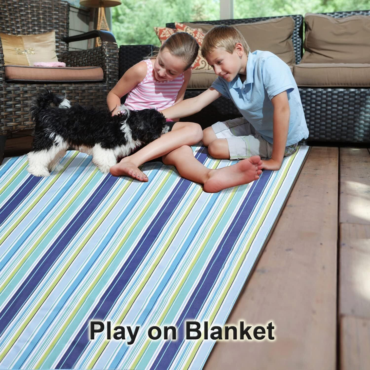 Sandproof Beach Blanket 79 X 83 Inch Emergency Beach Blanket Oversized Fits for 4-7 Adults, Large Waterproof Beach Mat, Lightweight Outdoor Picnic Mat for Travel, Camping, Hiking, Outdoor (Blue)