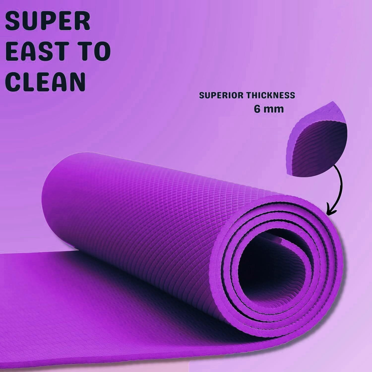 Mommers Ethylene Vinyl Acetate 4Mm Yoga Mats|Gym Mats for Home Workouts|Yoga Mats for Women and Men 6X2 Feet - Black