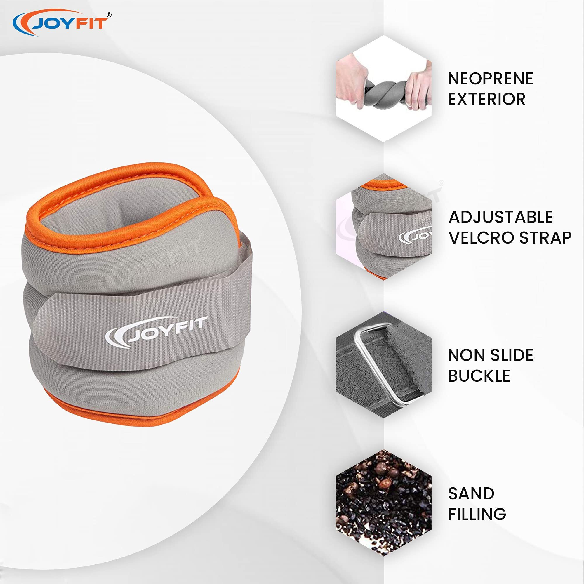 Joyfit Ankle Weights - Adjustable Wrist Weights, Neoprene padded, Sand filled Weights For Running, Cycling, Crossfit, Home Gym Fitness Workouts - Ideal For Men and Women (1 Piece)