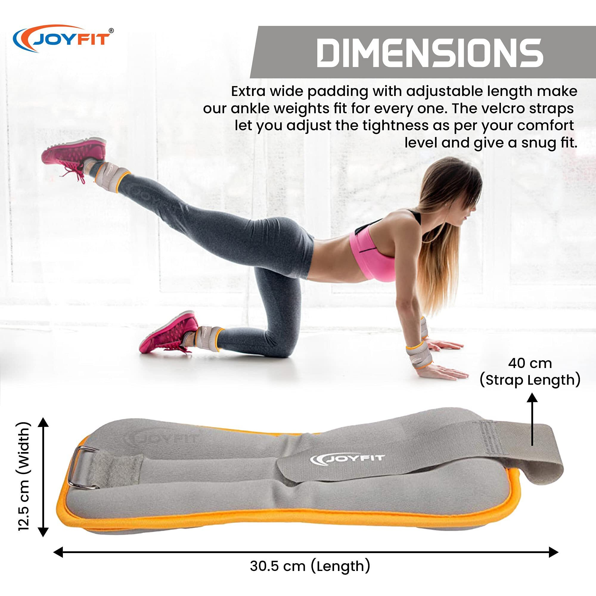 Joyfit Ankle Weights - Adjustable Wrist Weights, Neoprene padded, Sand filled Weights For Running, Cycling, Crossfit, Home Gym Fitness Workouts - Ideal For Men and Women (1 Piece)