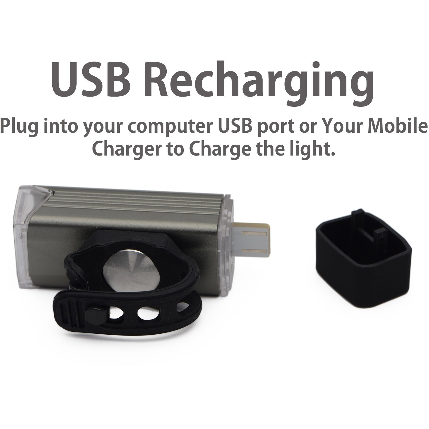 Techzere Machfally QD001 Waterproof Rechargeable USB Charging Cycle Front LED Light Headlight. (Dark Grey)