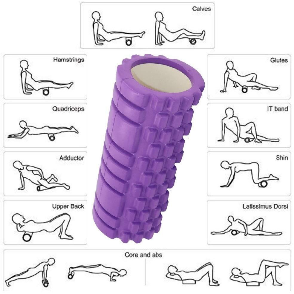 Bodylastics 33cms Foam Roller for Deep Tissue Massage, Relief from Sore Muscles Pain, Pre & Post Exercise Fitness Workout Sessions