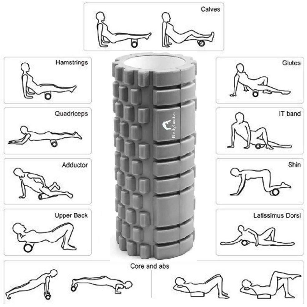 Bodylastics 45cms Foam Roller for Deep Tissue Massage, Relief from Sore Muscles Pain, Pre & Post Exercise Fitness Workout Sessions