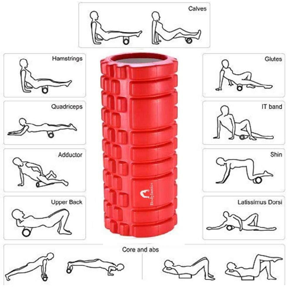 Bodylastics 45cms Foam Roller for Deep Tissue Massage, Relief from Sore Muscles Pain, Pre & Post Exercise Fitness Workout Sessions