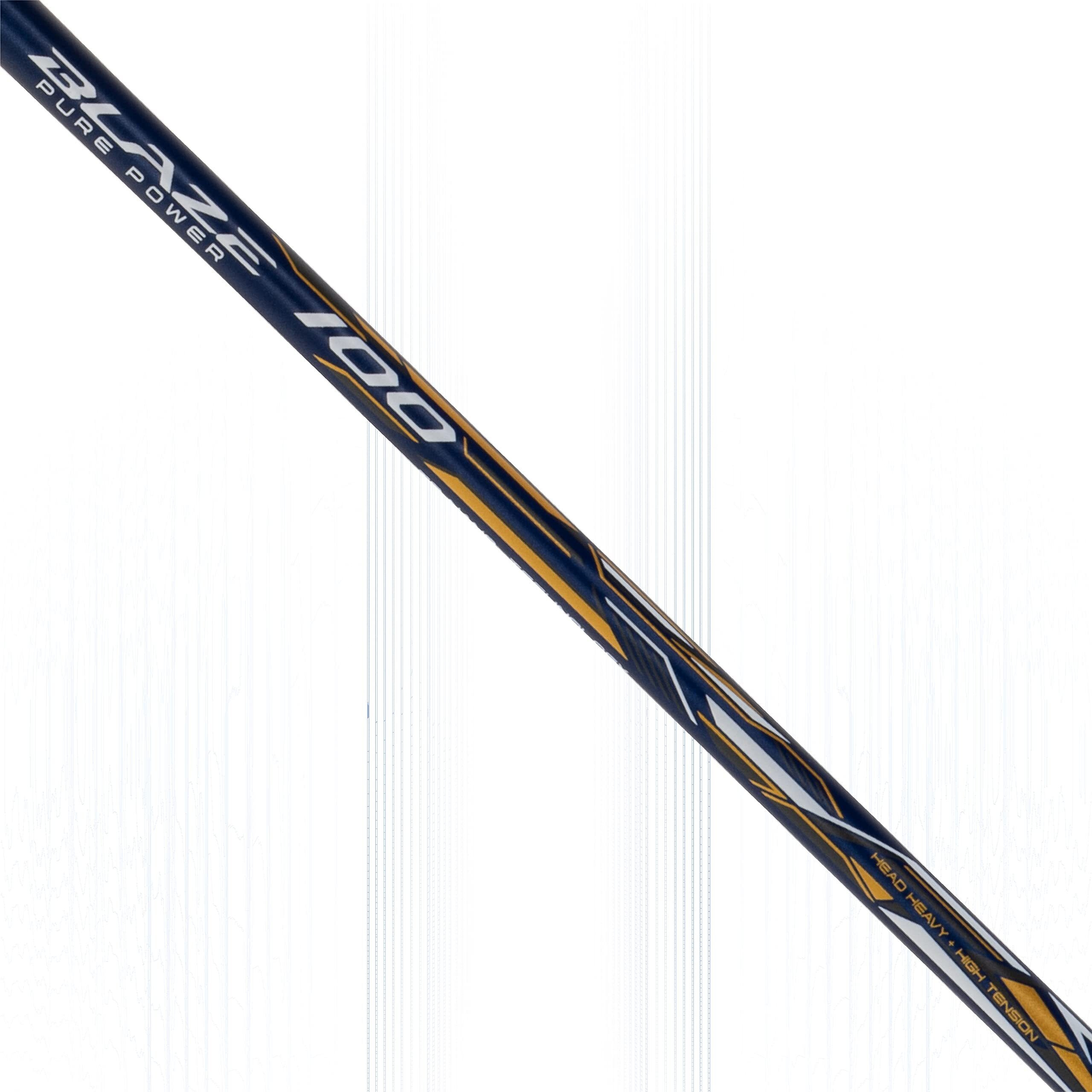 Li-Ning Blaze 100 Carbon Fibre Strung Badmiton Racket with Free Full Cover (Navy White Gold, 78 Grams)