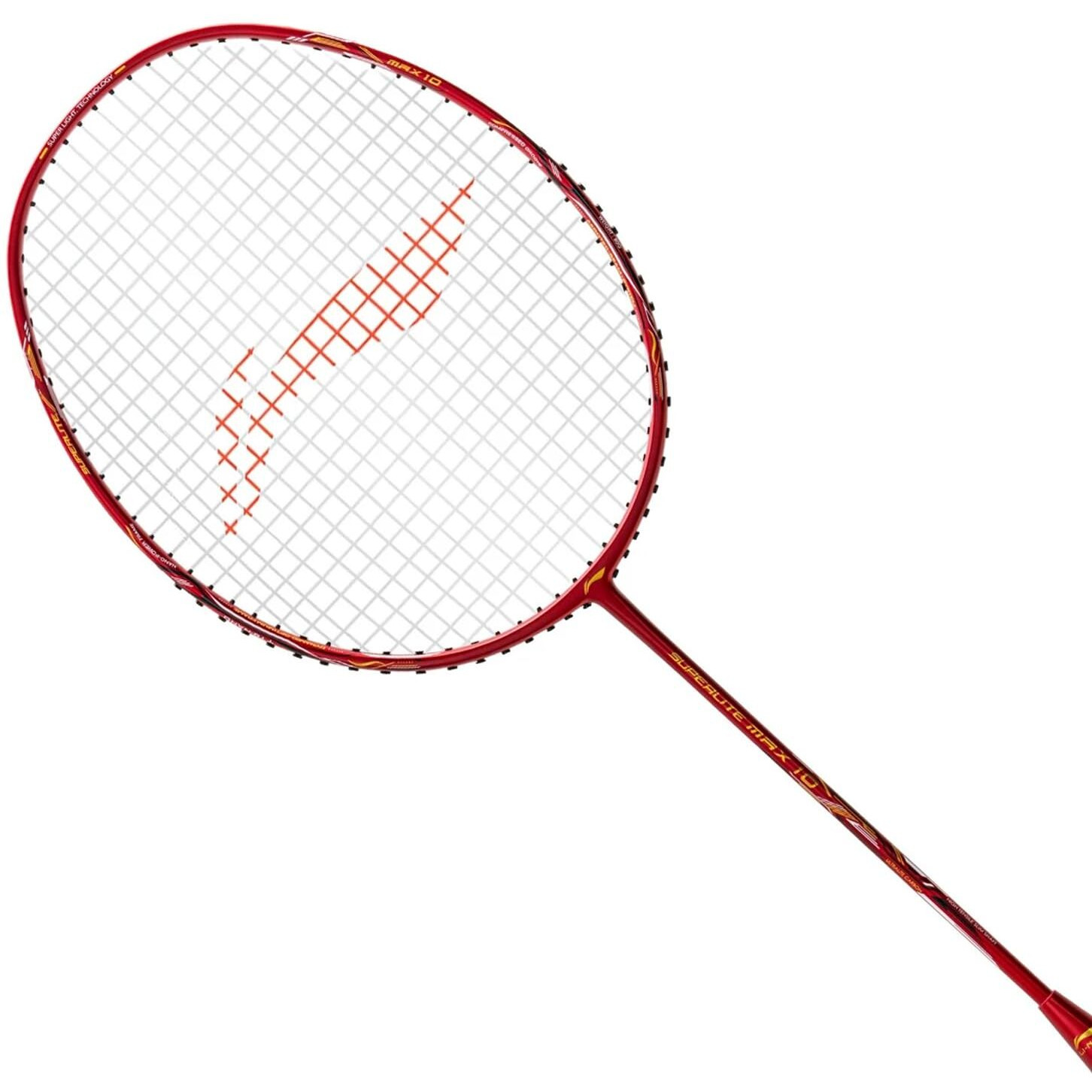 Li-Ning G-Force Superlite Max 10 Carbon Fibre Badminton Racket with Free Full Cover(80 Grams, 28 Lbs) (DK Red Gold Black)