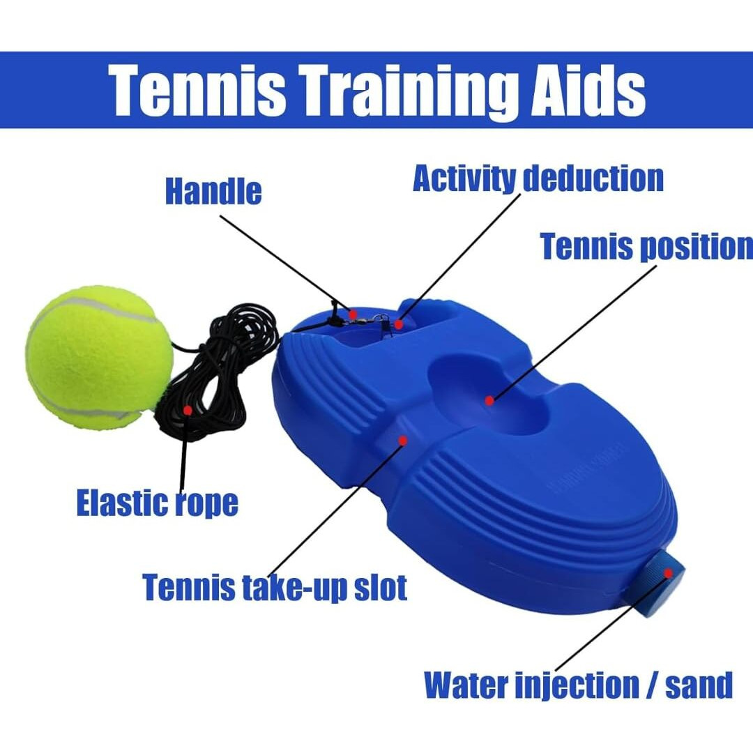 PLUSPOINT Tennis Trainer Rebound Ball with String Solo Tennis Trainer Self Tennis Practice Ball with String Cricket Trainer Rebound Ball with Rope Fill Sand or Water (Multicolor) (Racket Not Included)