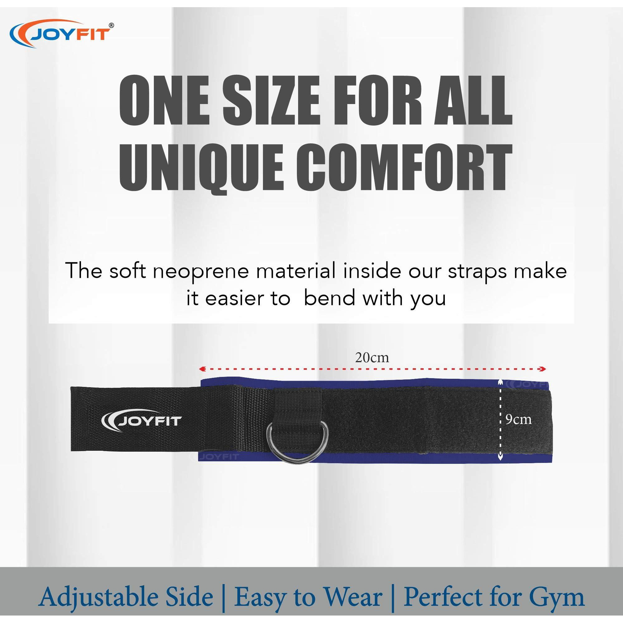 Joyfit Ankle Straps- With D rings- For Cable Machine, Kickbacks, Glute Workouts, Leg Extensions, Curls & Hip Abductors with Padded Neoprene Support, Ideal for Men & Women [Pair]