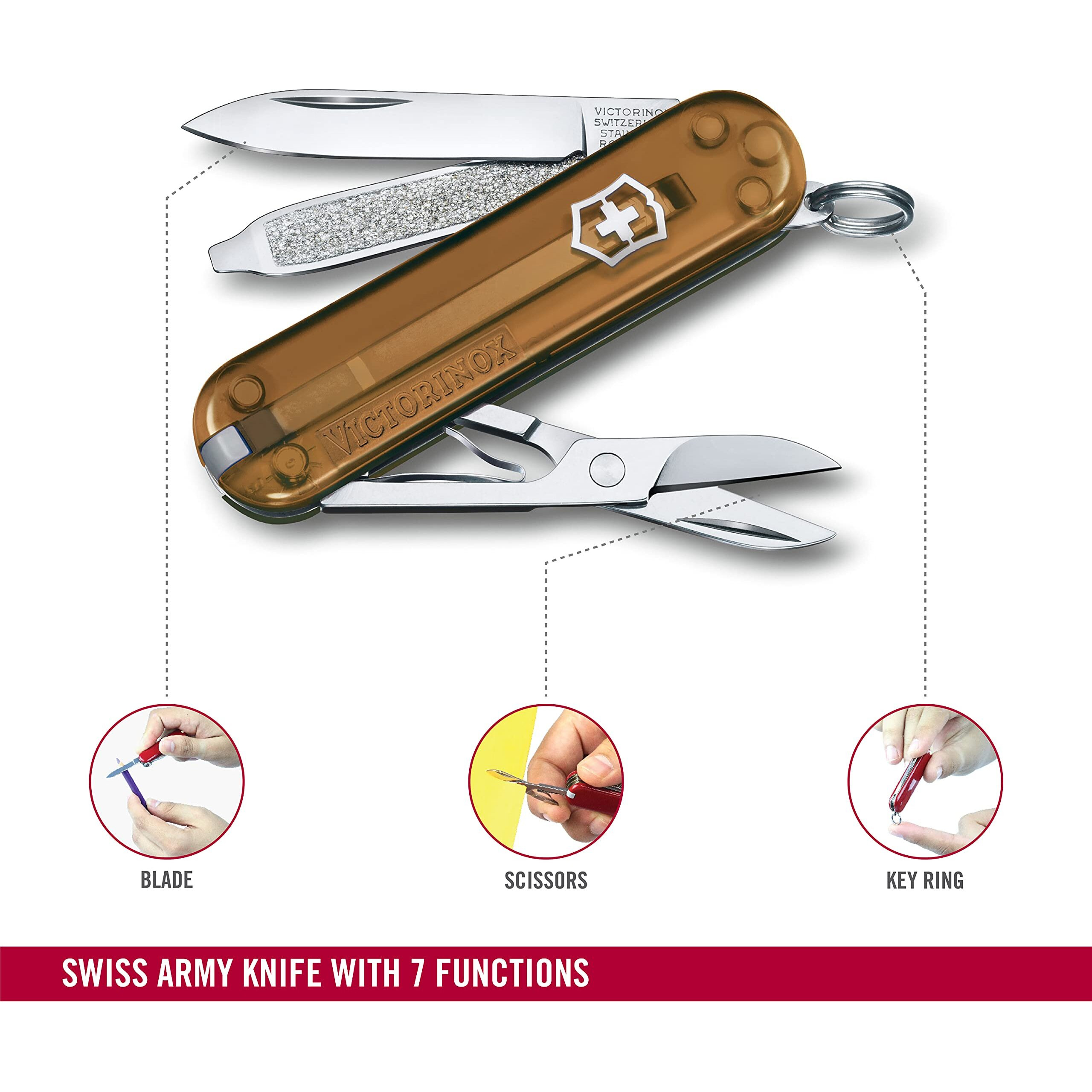 Victorinox Swiss Army Knife - FRESH. STYLISH. COLORFUL SWISS CLASSICS - 7 Function, Multitool with a Pair of Scissors - Chocolate Fudge, 58 mm