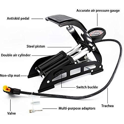 DKEXL Double Cylinder Portable High Pressure Foot Air Pump Compressor for Car and Bike Air Pump for Motorbike,Cars,Bicycle,for Football,Cycle Pumps for Bicycle,car air Pump for tubeless.