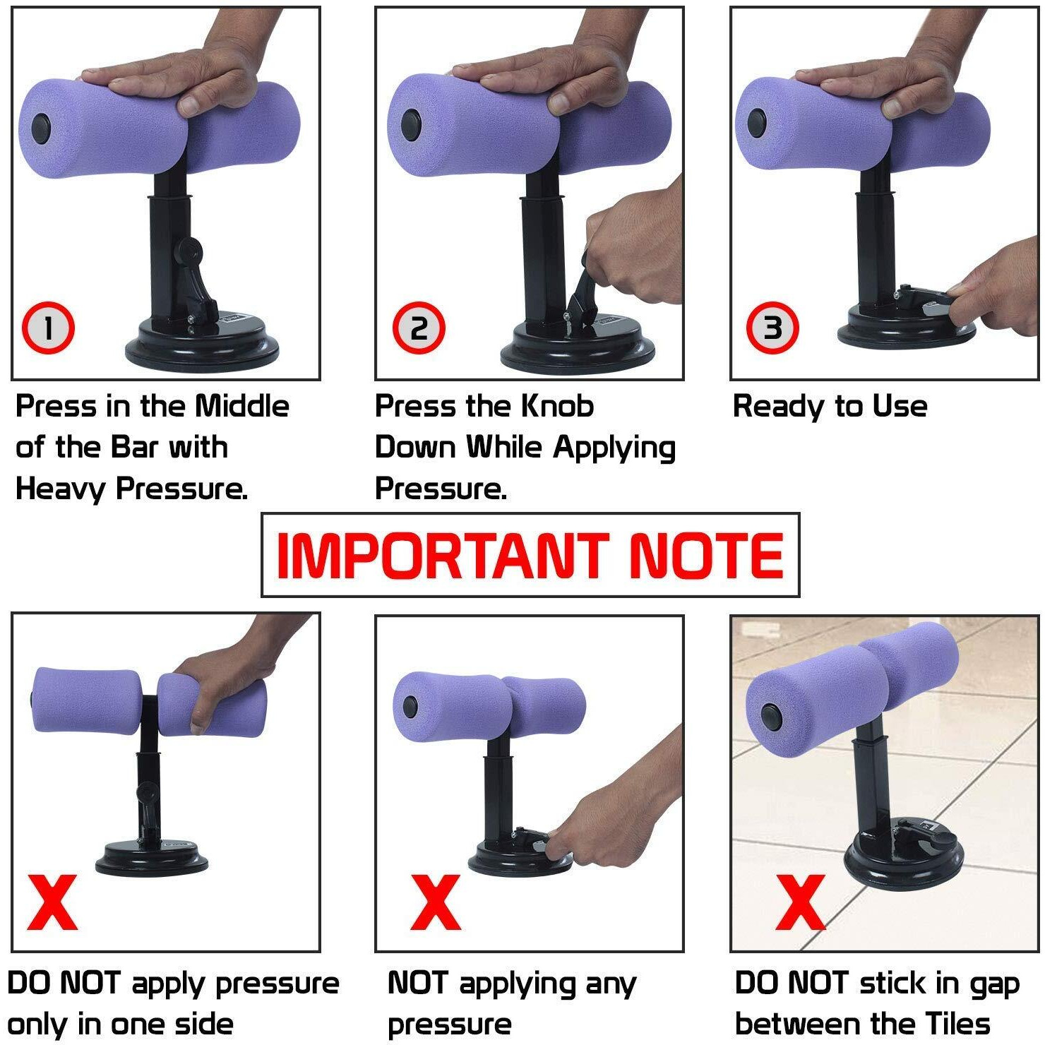 Jukusa Assistive Abdominal Chest and arm Muscles Exercise Adjustable Assistant Fitness Equipment Suction Cup Home Workout Healthy Abdomen Press Leg Support & Equipment for Lose Weight (Black)