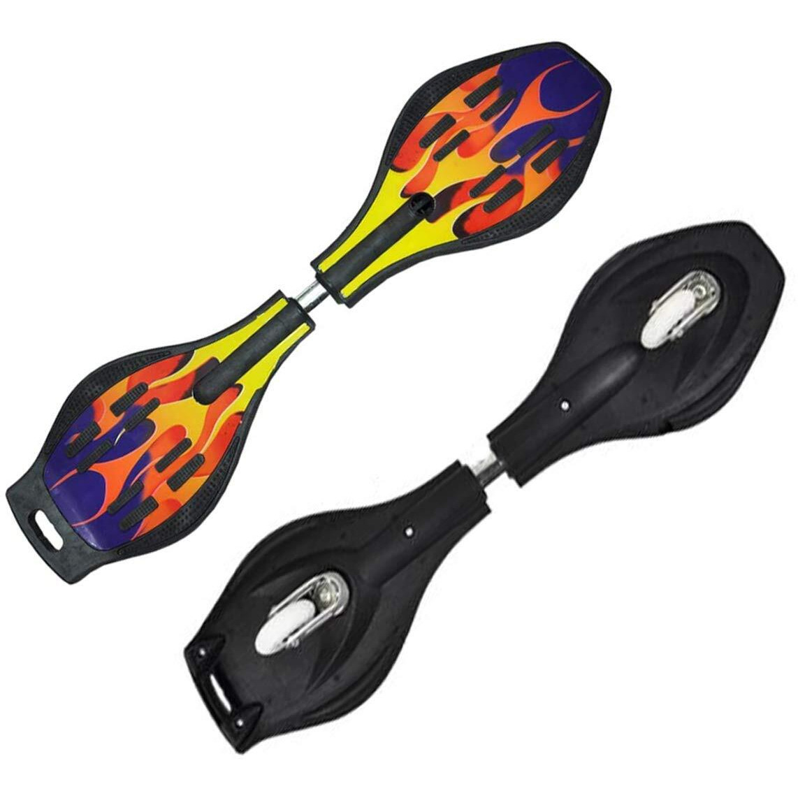 RONTENO Aluminium 360 Degree Rotating Alloy Two Wheel Wave Board Wheel Skating, (Black , 34  x 8.9 , Only One Design)