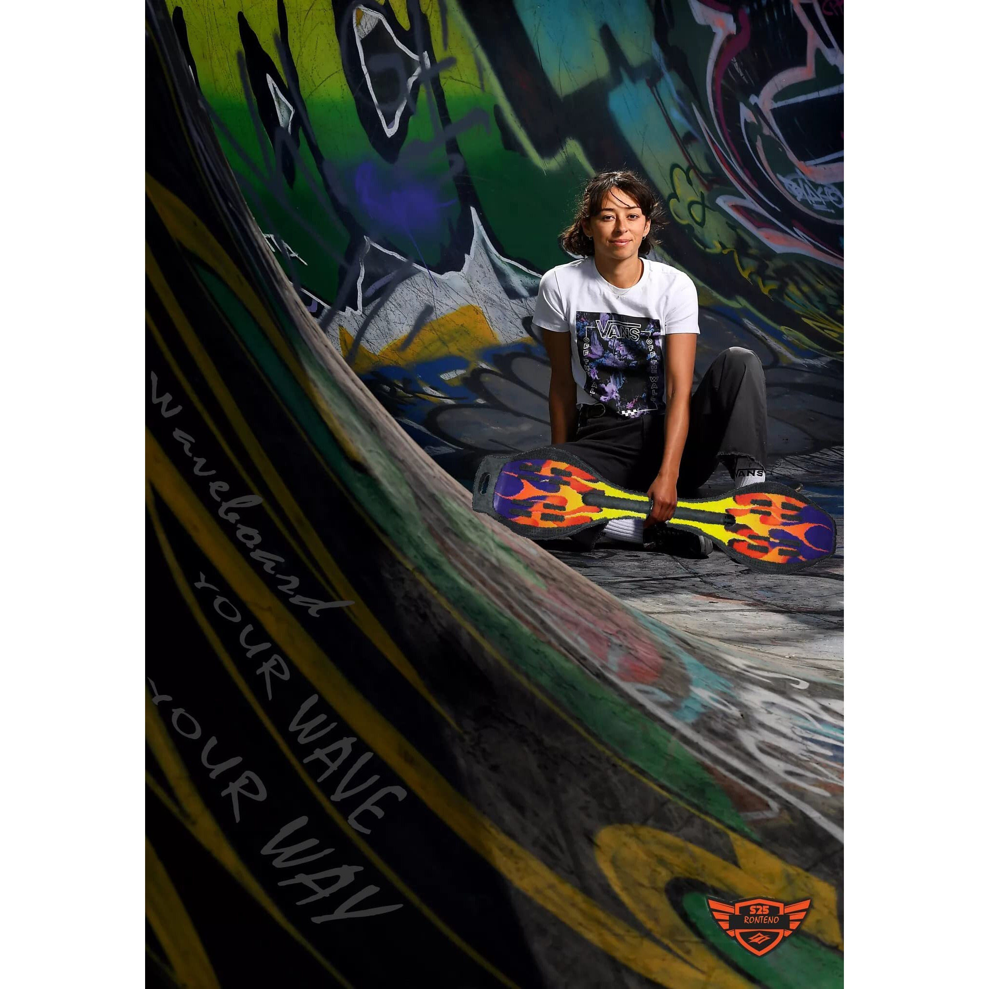 RONTENO Aluminium 360 Degree Rotating Alloy Two Wheel Wave Board Wheel Skating, (Black , 34  x 8.9 , Only One Design)