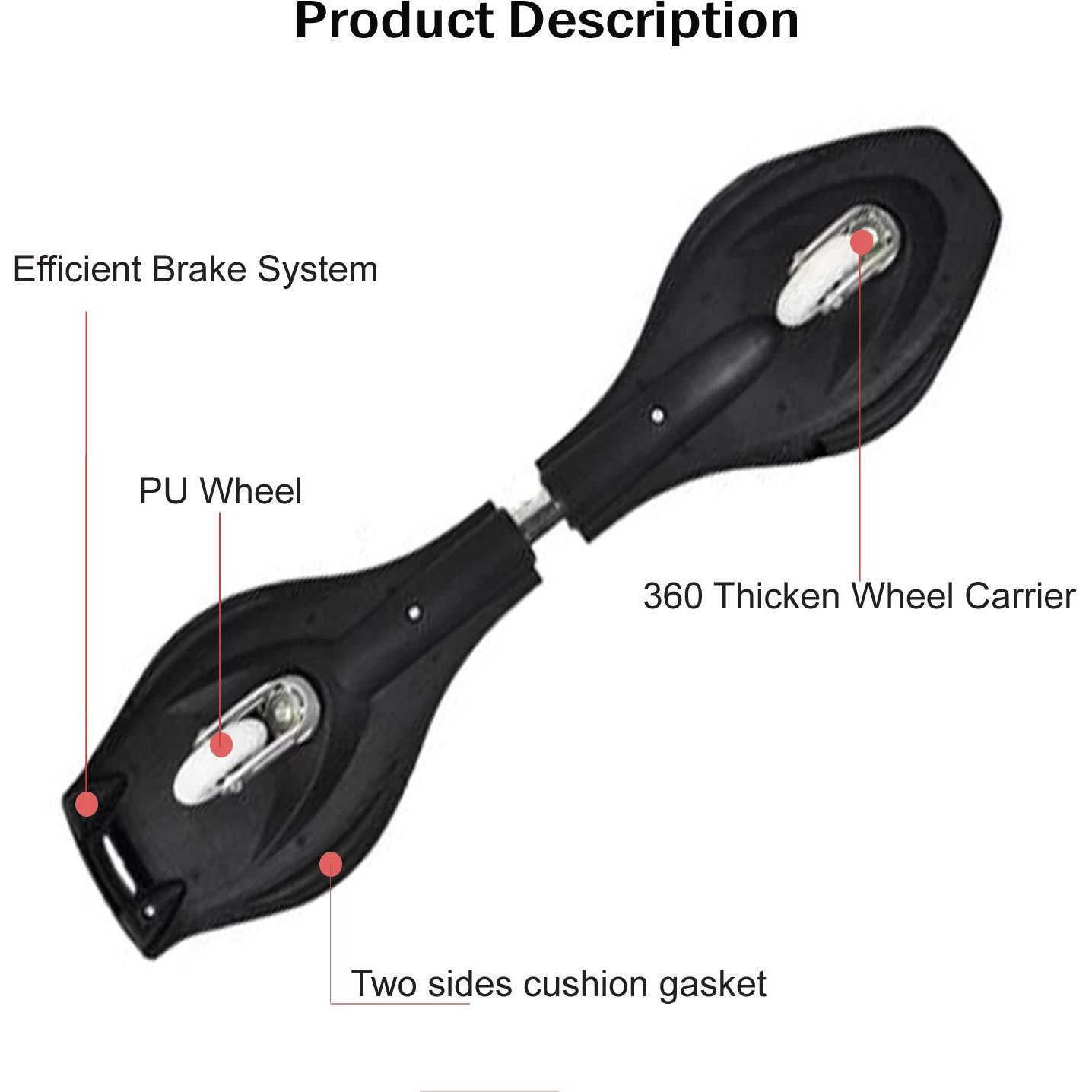 RONTENO Aluminium 360 Degree Rotating Alloy Two Wheel Wave Board Wheel Skating, (Black , 34  x 8.9 , Only One Design)
