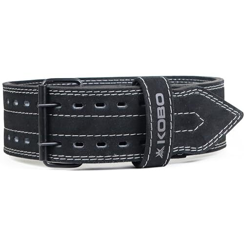 Kobo WTB-05 Leather Power Weight Lifting Belt 10 mm Thick, 4 Inches Wide (LARGE, Black)