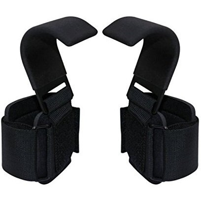 Kobo Power Weight Lifting Training Gym Straps Hook Bar With Padded Wrist Support