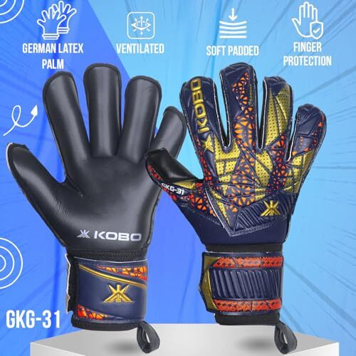 Kobo Champion 7.5 Latex Football Goal Keeper Gloves (Yellow)