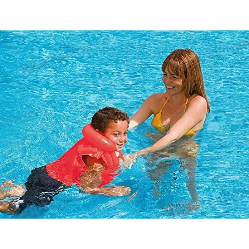 Mamadev- Pool Party Adjustable Float Inflatable Swim Vest Safety Jacket with Swimming Ring for Girls and Boys Swimming Ring Swim Tube(5-8 Year)(Swimming Jacket &Swim Ring)