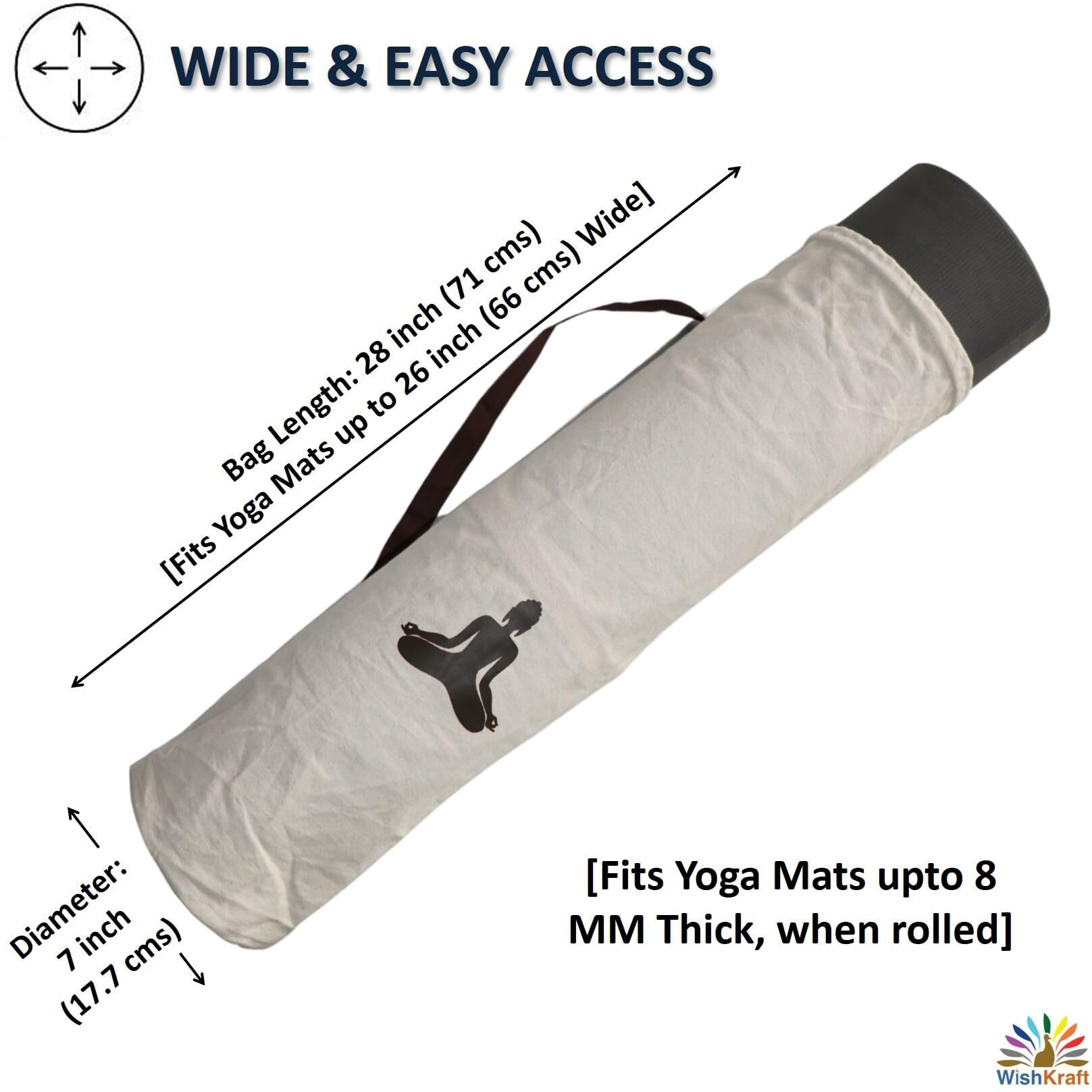 WishKraft Canvas Yoga Mat Bag | Premium Cotton Canvas Fabric (Yoga Mat Bag - Drawstring [Beige])