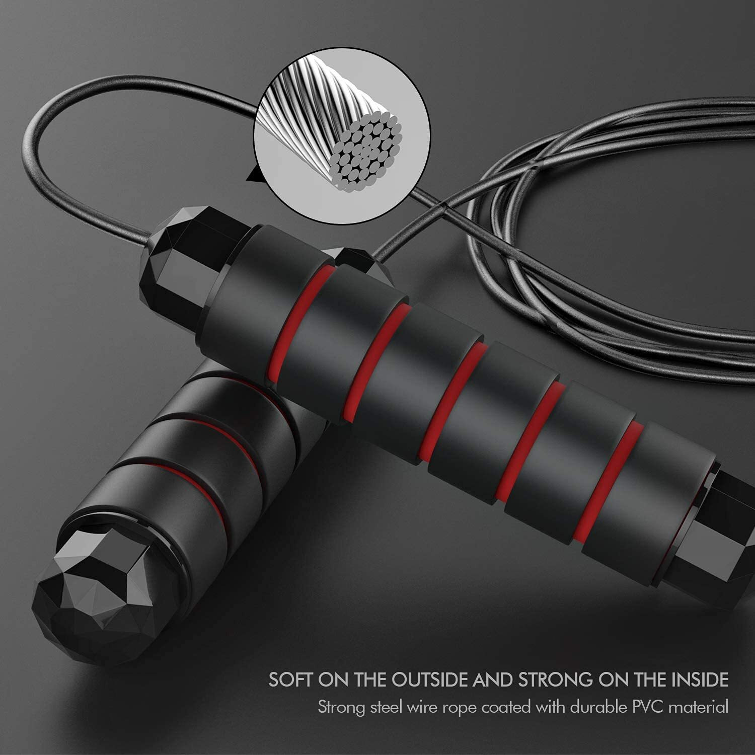 HealthHike Adjustable Length Skipping Rope for Men & Women | Jump Rope for Workout, Weight Loss Exercise, Gym, and Fitness Training | Tangle Free Jumping Rope (Red)