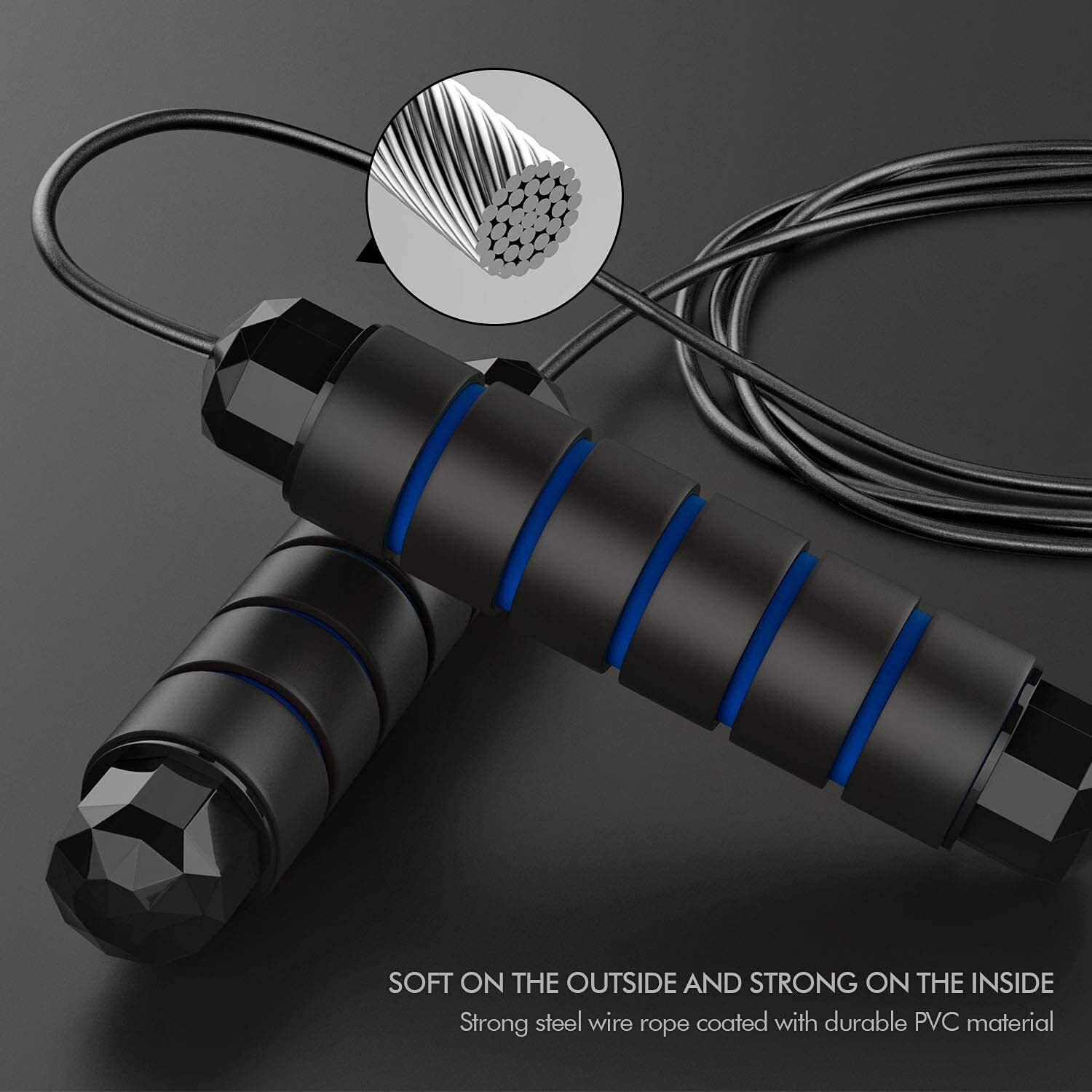 HealthHike Adjustable Length Skipping Rope for Men & Women | Jump Rope for Workout, Weight Loss Exercise, Gym, and Fitness Training | Tangle Free Jumping Rope (Blue)