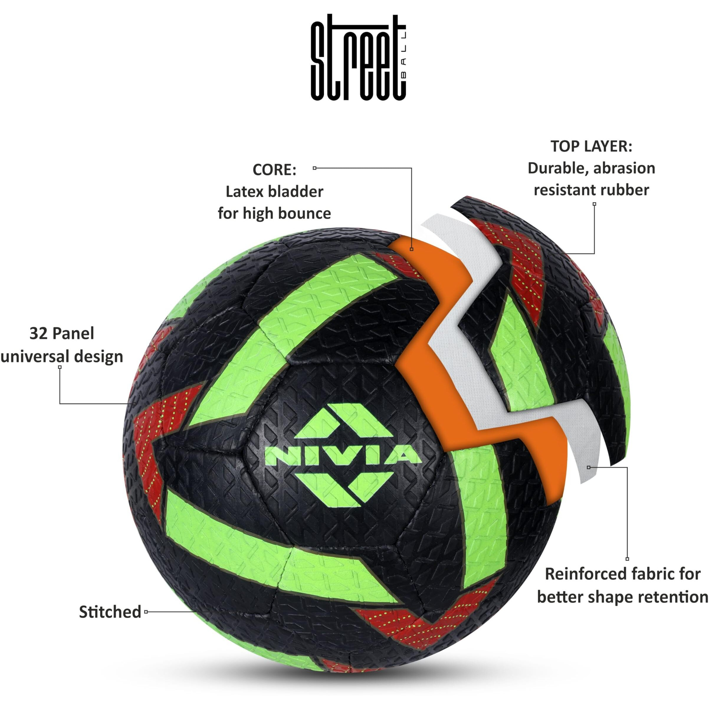 Nivia Street Rubber Football, Size 5 (Black)
