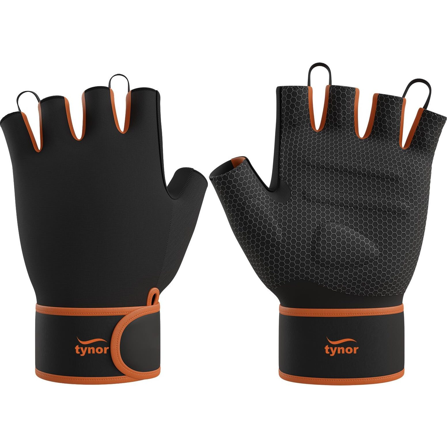 TYNOR Tynorgrip Gym Gloves with Support, Black, Large, 1 Pair