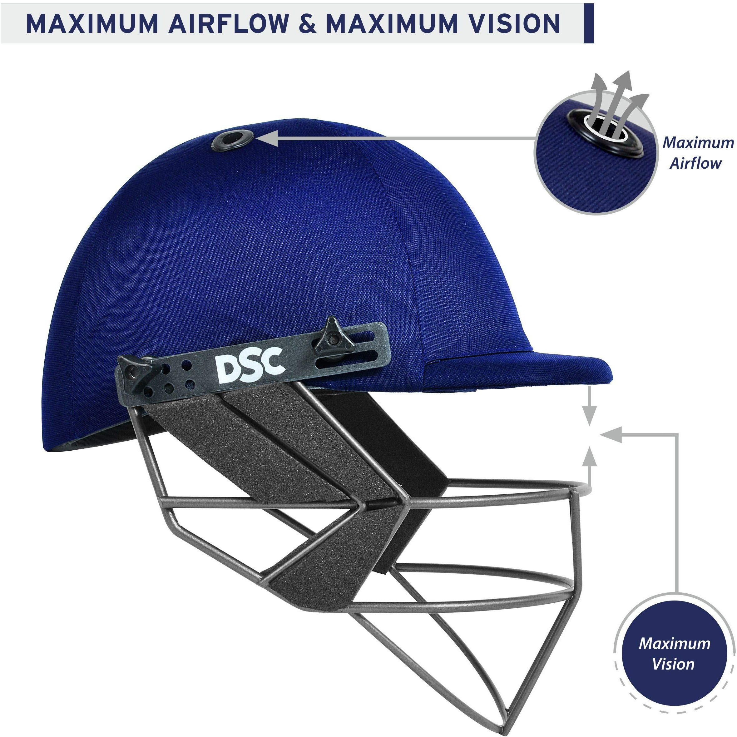 DSC FORT44 Cricket Helmet for Men & Boys (Adjustable Steel Grill | Back Support Strap |Color Navy | Light Weight | Size Small