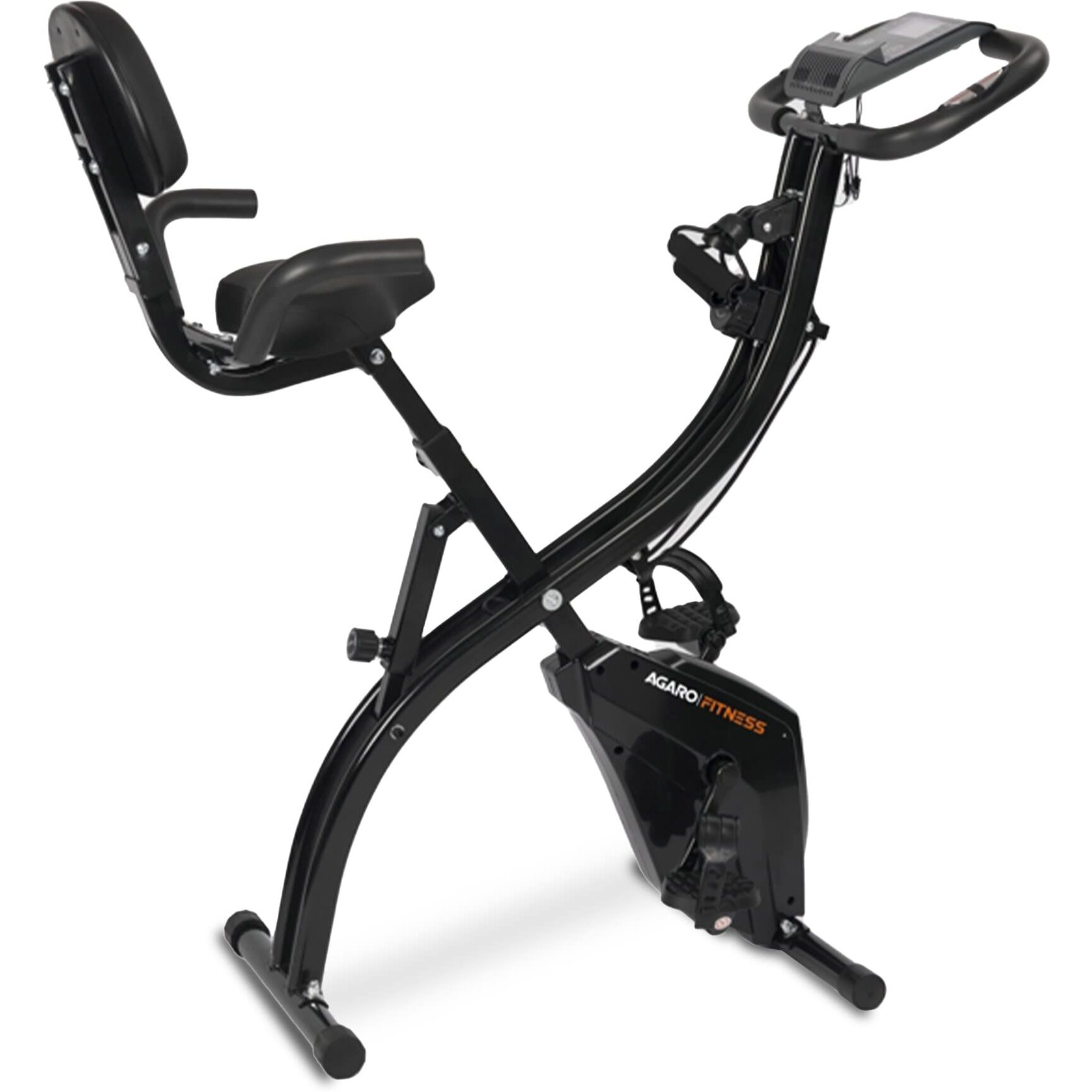 AGARO Empire Fitness Exercise Cycle, 3-in-1 Magnetic X-Bike, Indoor Recumbent Exercise Bike, Sturdy Foldable Stationary Bike with Arm Resistance Band and Backrest, 8-Level Resistance for Men, Women and Seniors.