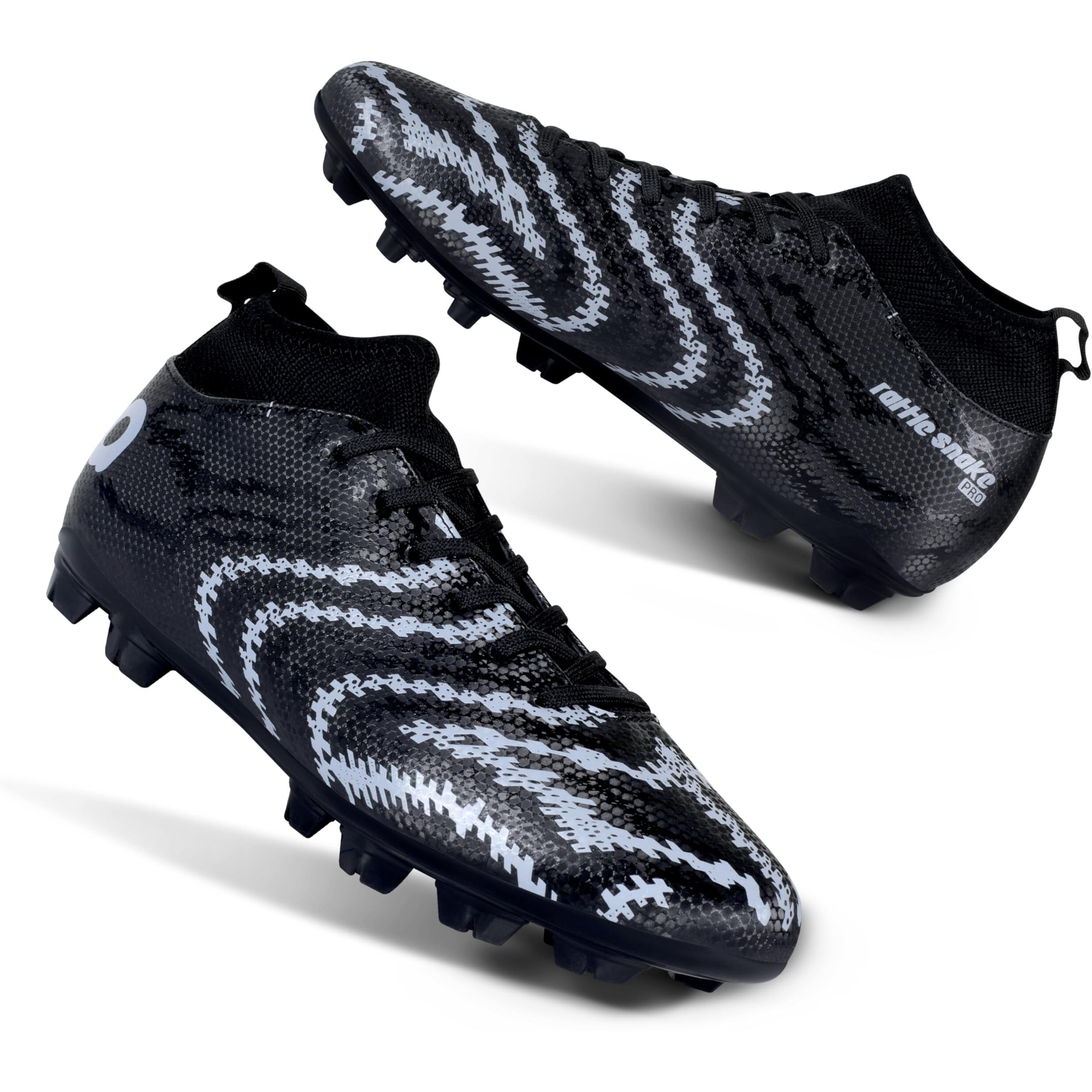 Aivin Pro Rattle Snake Football Stud Black White Football Shoes for Men