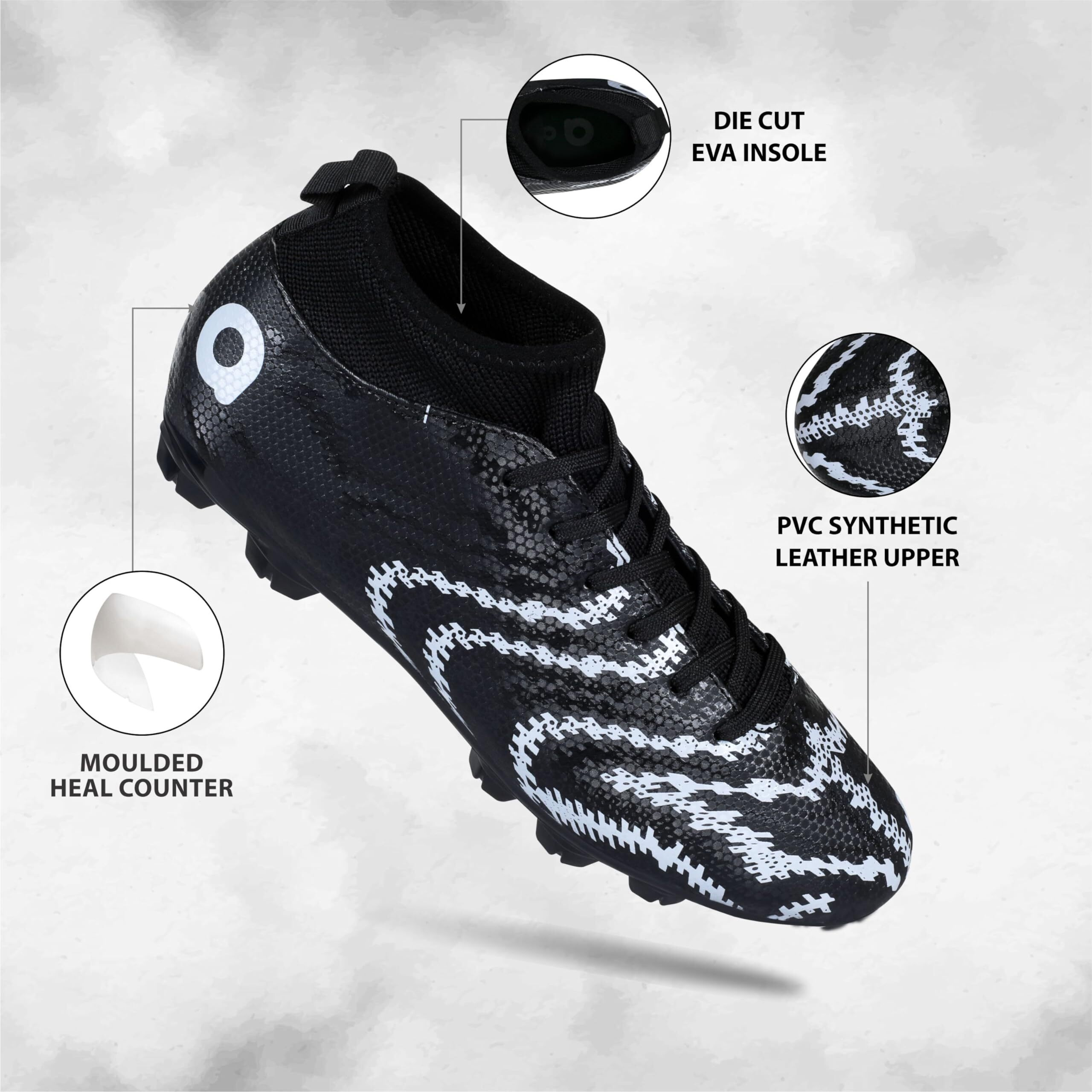 Aivin Pro Rattle Snake Football Stud Black White Football Shoes for Men