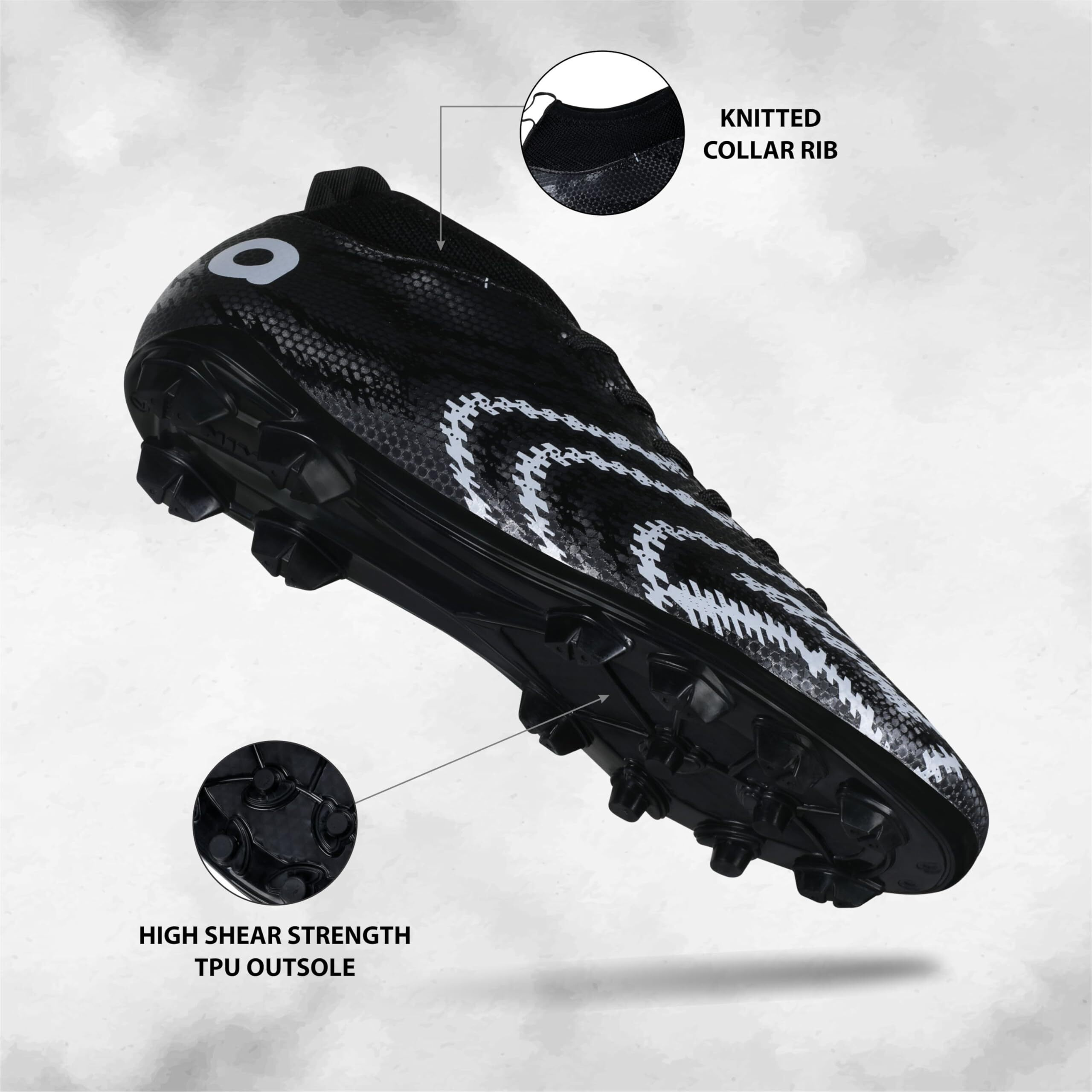 Aivin Pro Rattle Snake Football Stud Black White Football Shoes for Men