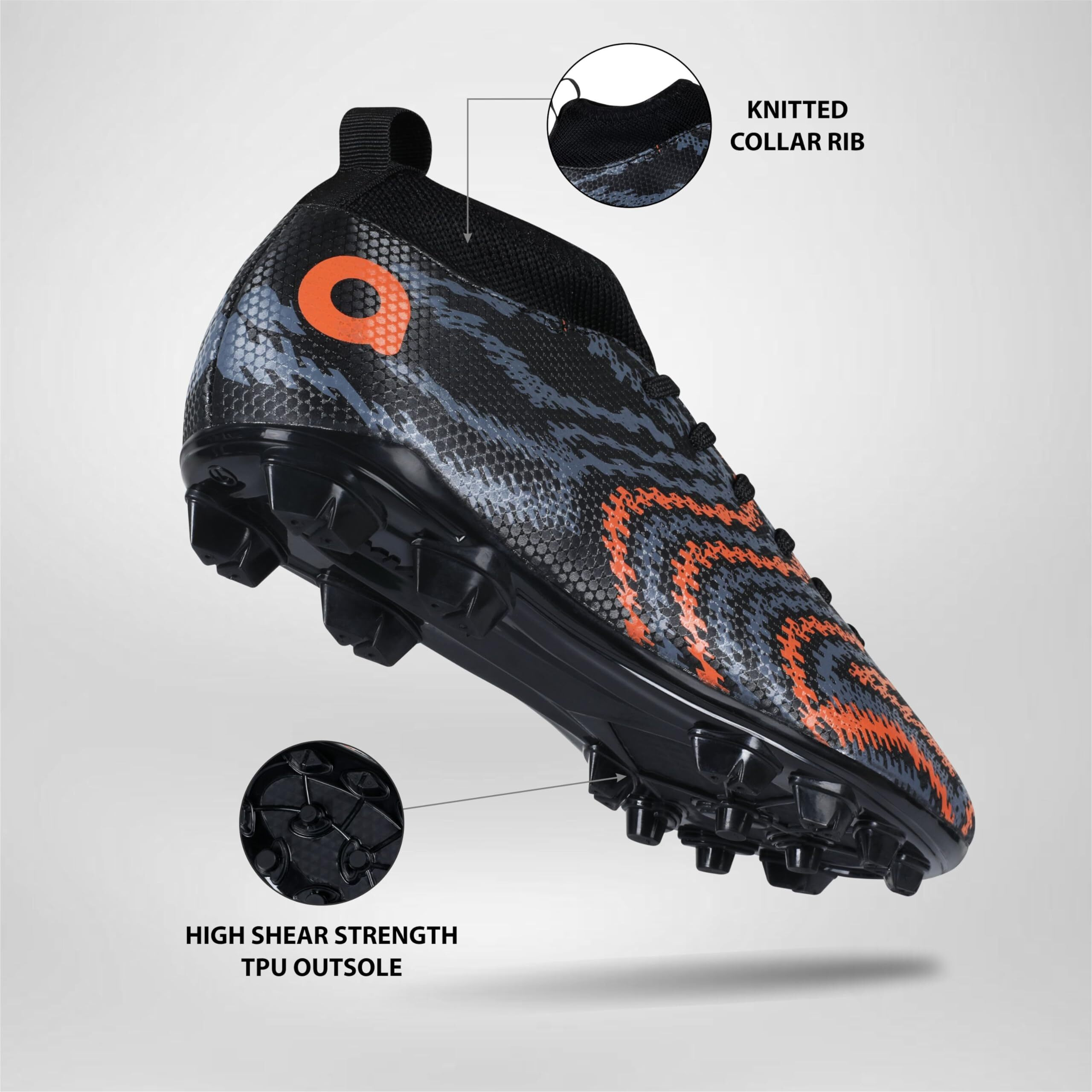 Aivin Pro Rattle Snake Football Stud Black Orange Football Shoes for Men