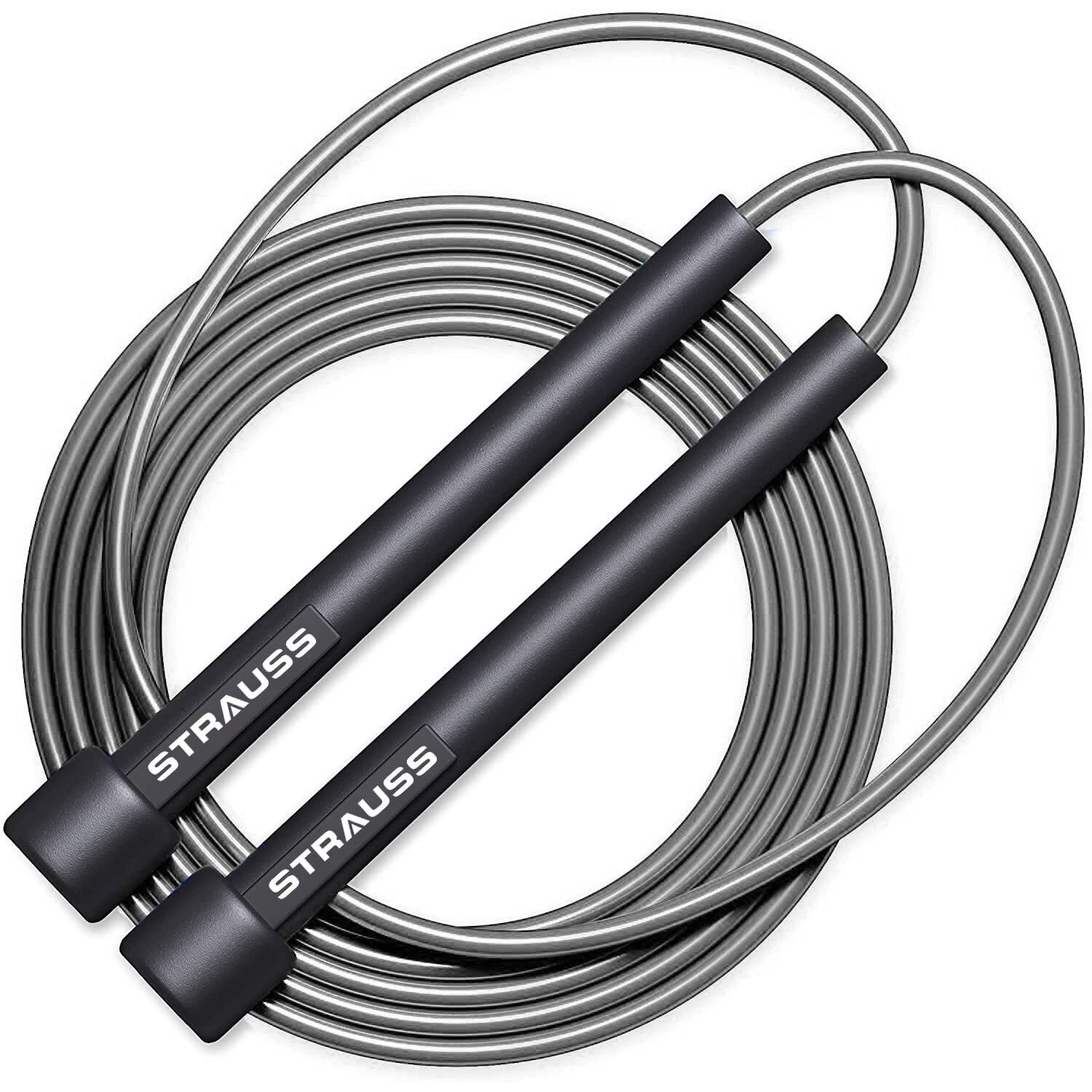 Strauss Skipping Rope for Men and Women| Jumping Jump Rope |Speed Skipping Rope for Kids, Women & Men| Girls Rassi Jumping |Ideal for Men Exercise & Gym, (Grey)