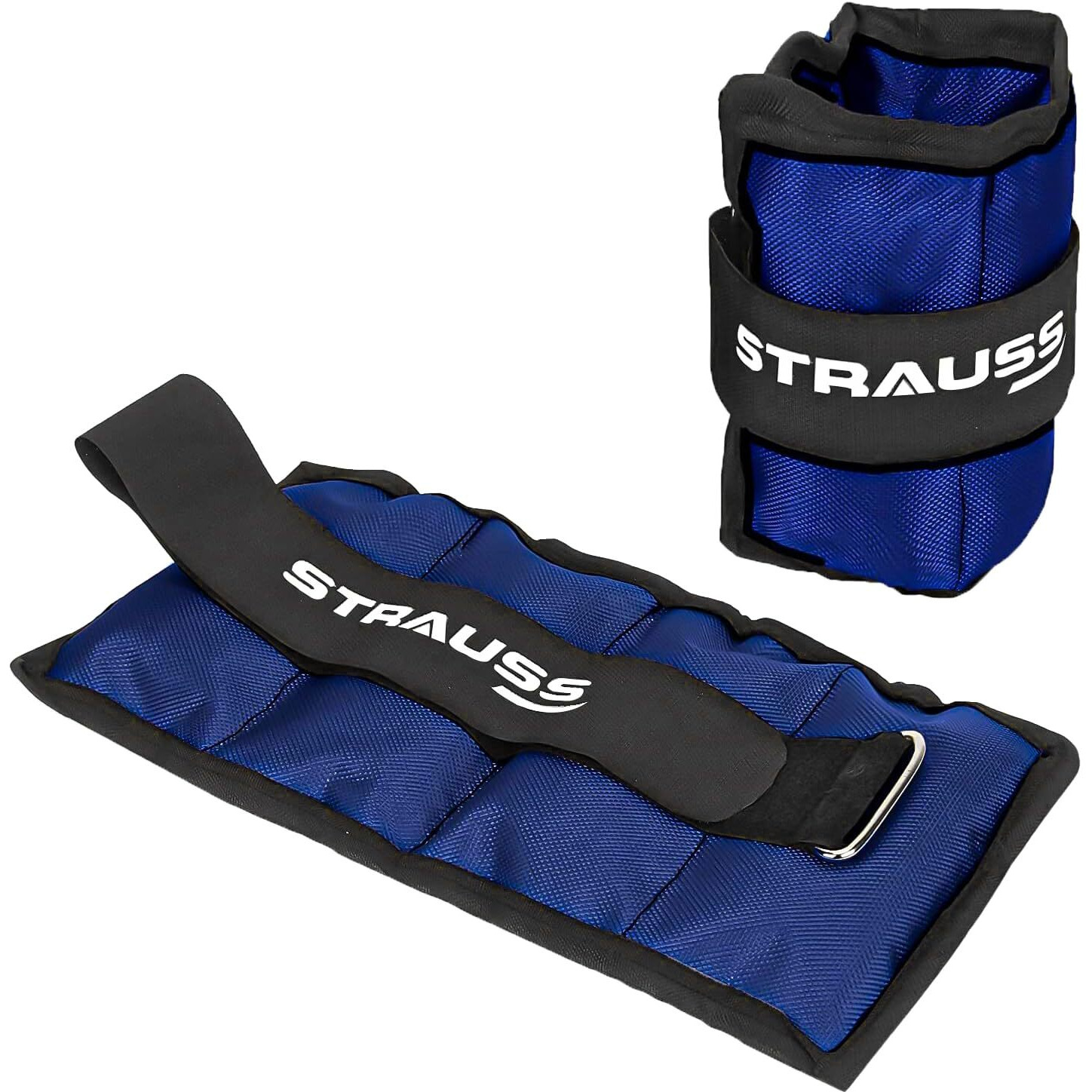 Strauss Adjustable Ankle Wrist Weights 0.5 KG X 2 | Ideal for Walking, Running, Jogging, Cycling, Gym, Workout & Strength Training | Easy to Use on Ankle, Wrist, Leg, (Blue)
