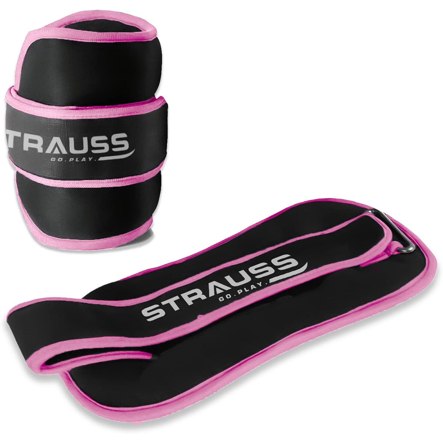 Strauss Ankle Weights for Exercise & Fitness |Adjustable Round Belt Design |Leg Weights for Strength Training,Walking Running, Jogging,Exercise & Gym Workout| Comfortable & Durable | (2 Kg Pink Pair)